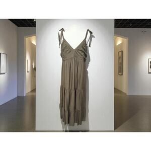 Express dark green women's maxi dress size large zipper back ties on shoulders